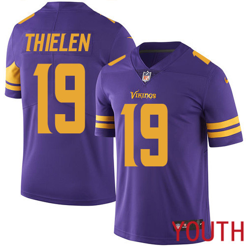 Minnesota Vikings 19 Limited Adam Thielen Purple Nike NFL Youth Jersey Rush Vapor Untouchable